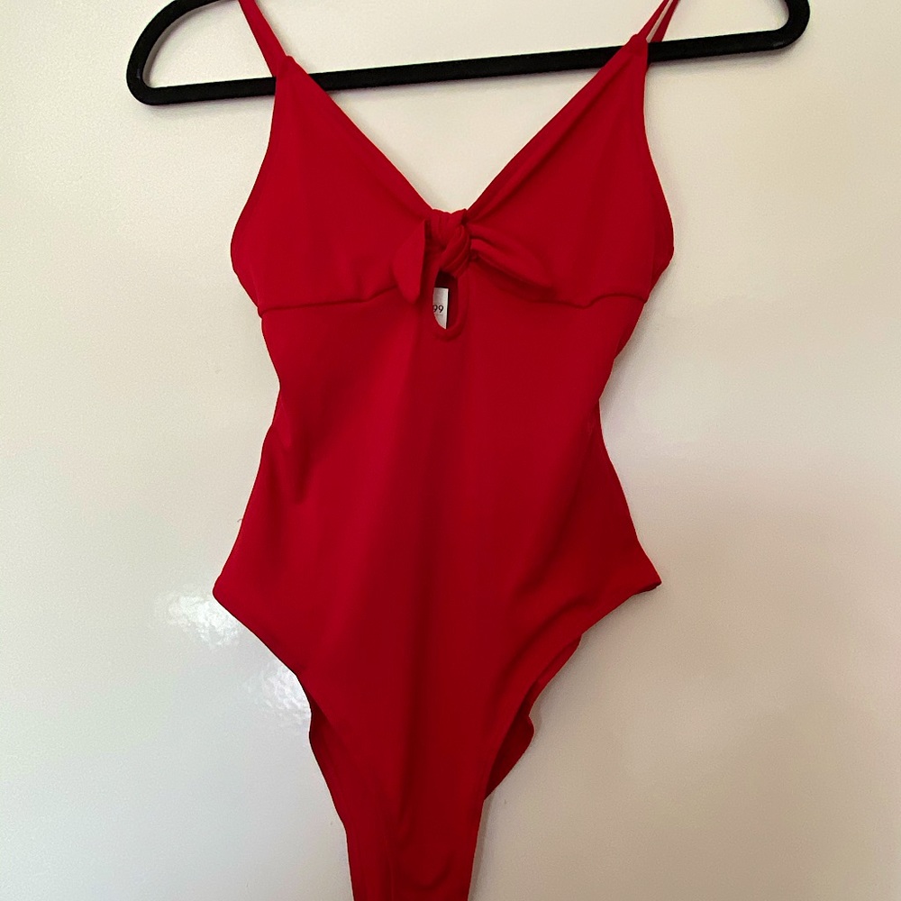 H&M red bow bodysuit
